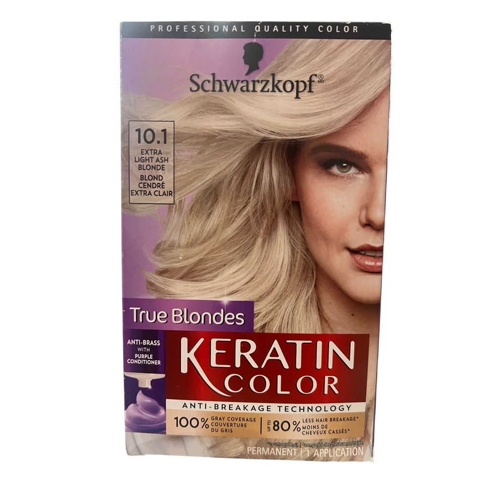 Schwarzkopf Keratin Color 10.1 Extra Light Ash Blonde Permanent Hair Dye Kit